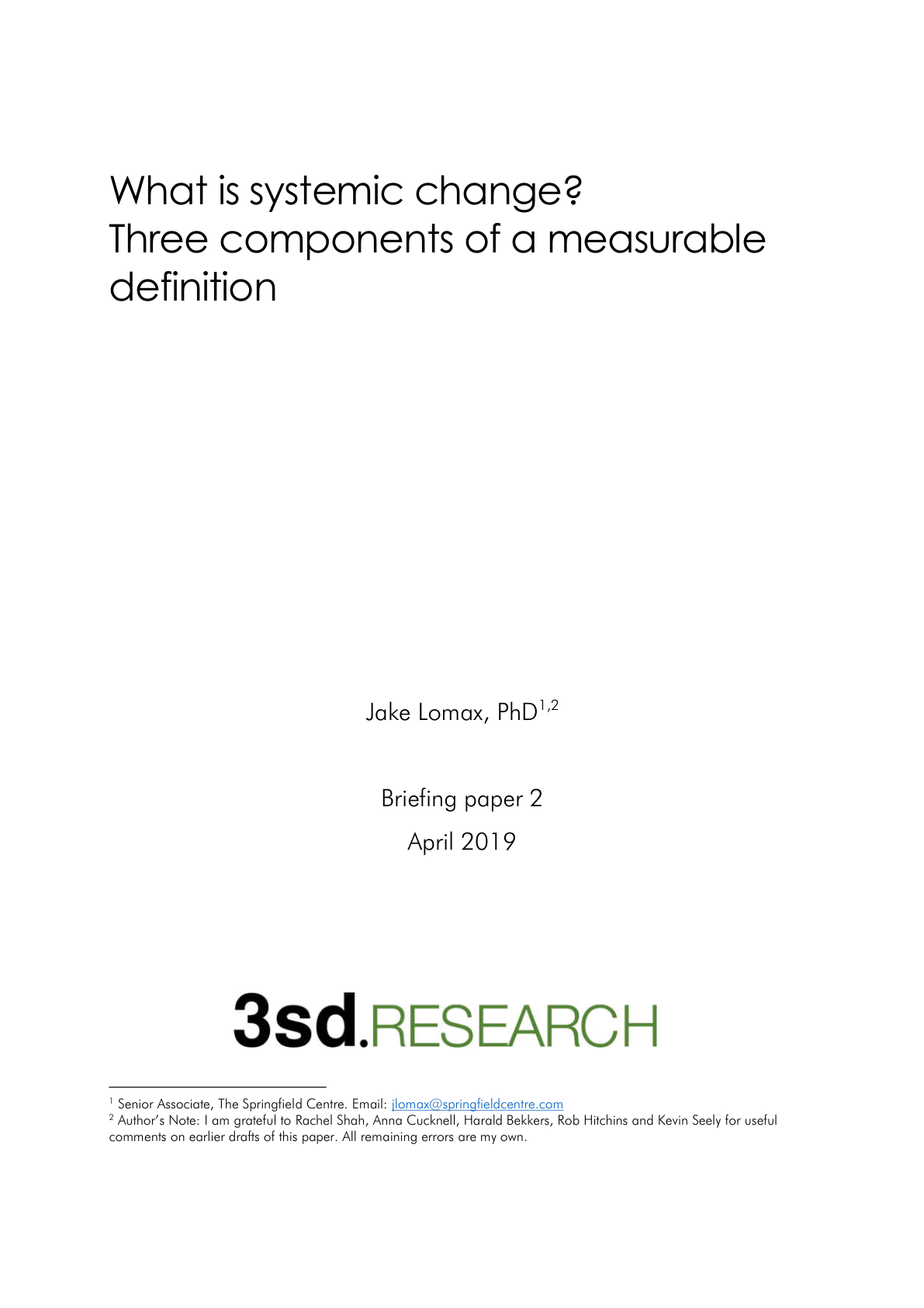 What is Systemic Change? Three Components of a Measurable Definition